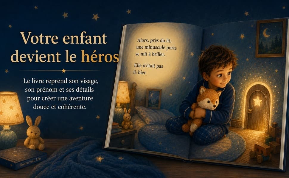 L'enfant devient le héros de son histoire du soir personnalisée