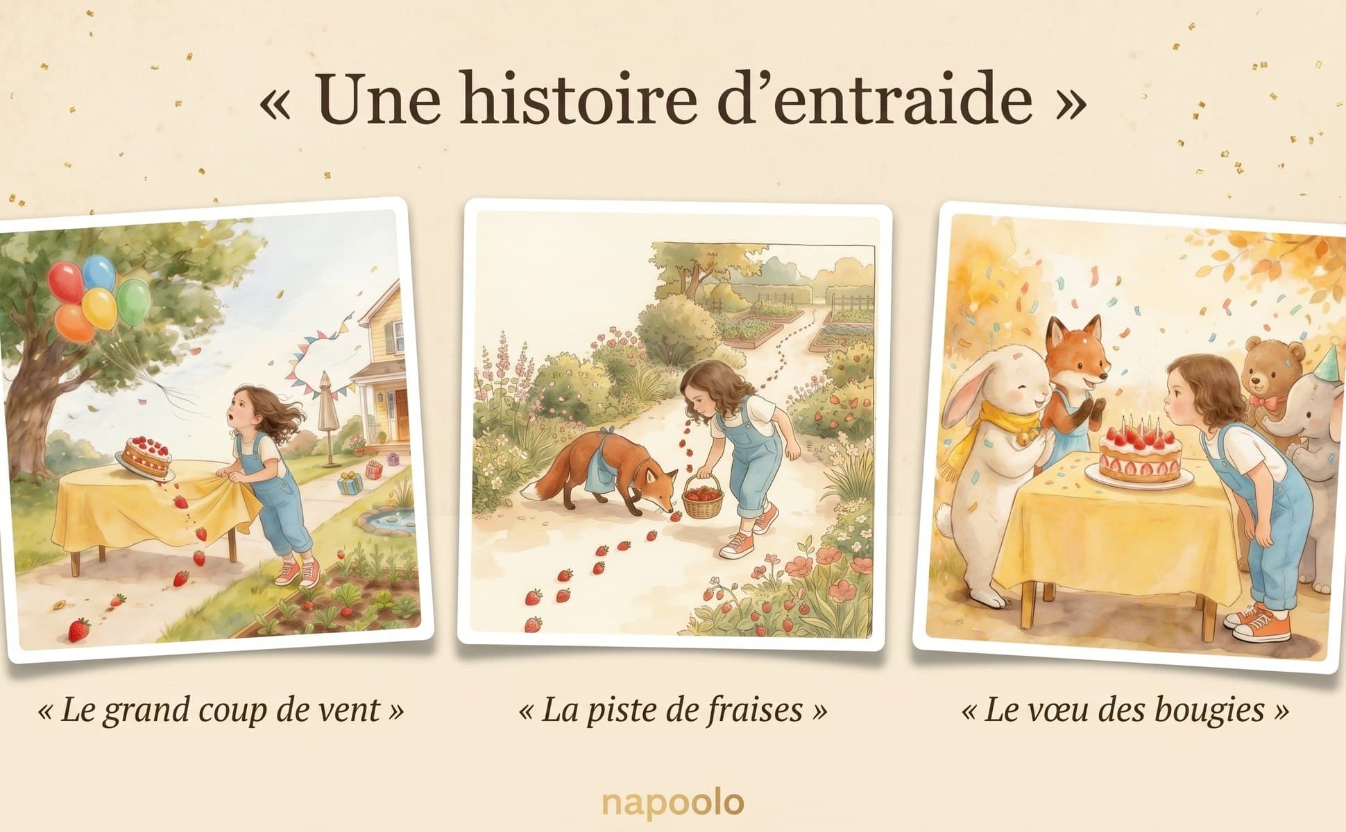 Une histoire d'entraide : le coup de vent, la piste de fraises, le vœu des bougies