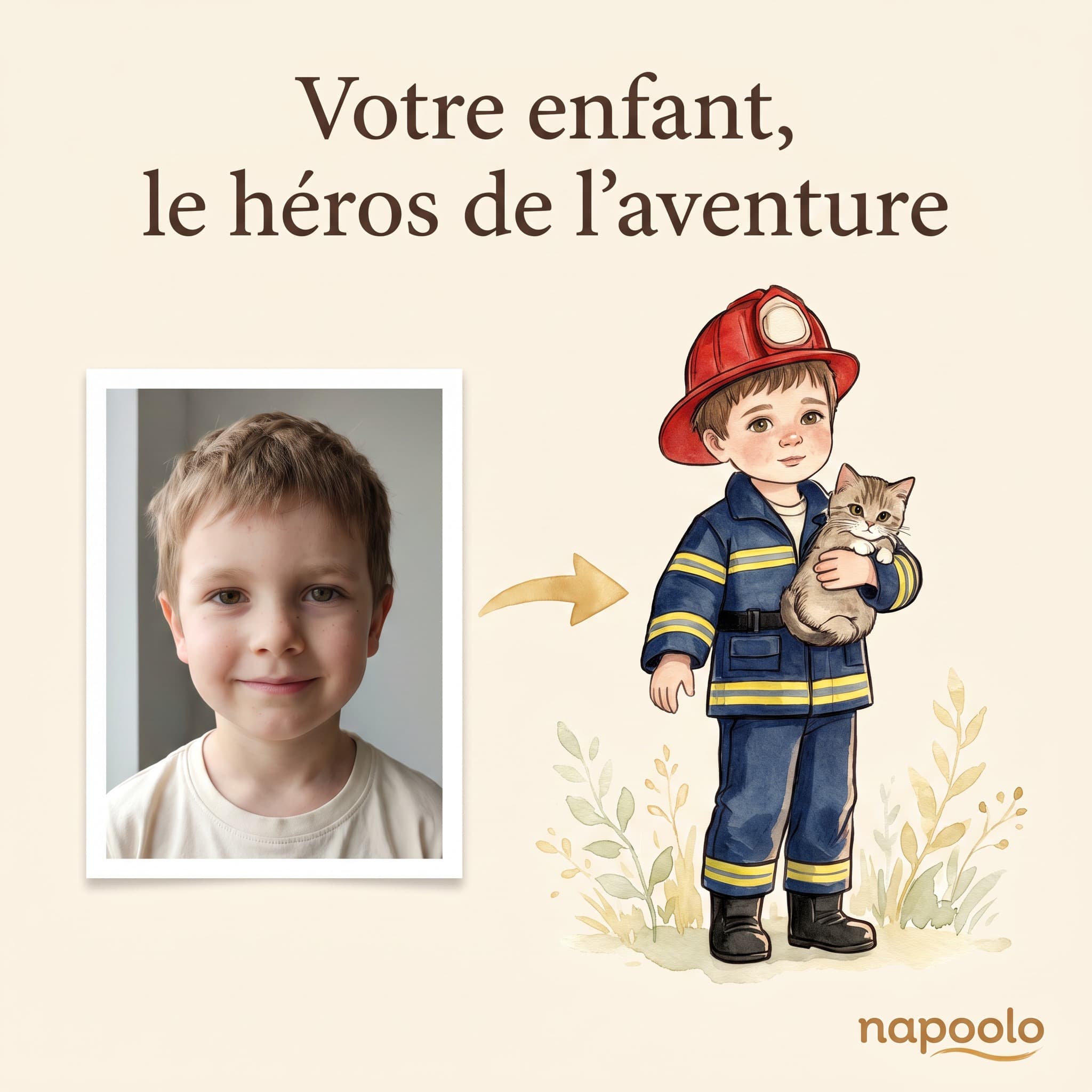 De sa photo à son aventure — Le casque du petit pompier