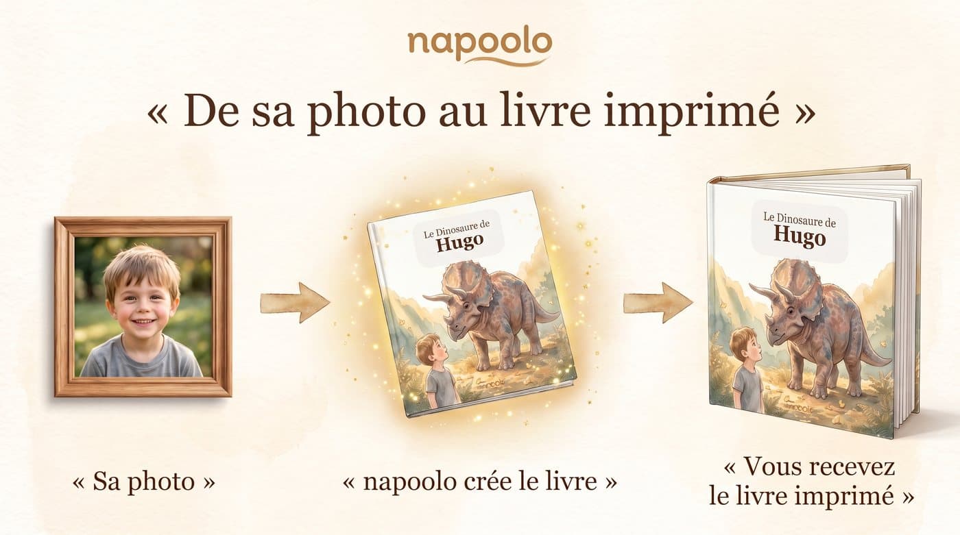 De la photo de l'enfant à la couverture personnalisée de son livre illustré